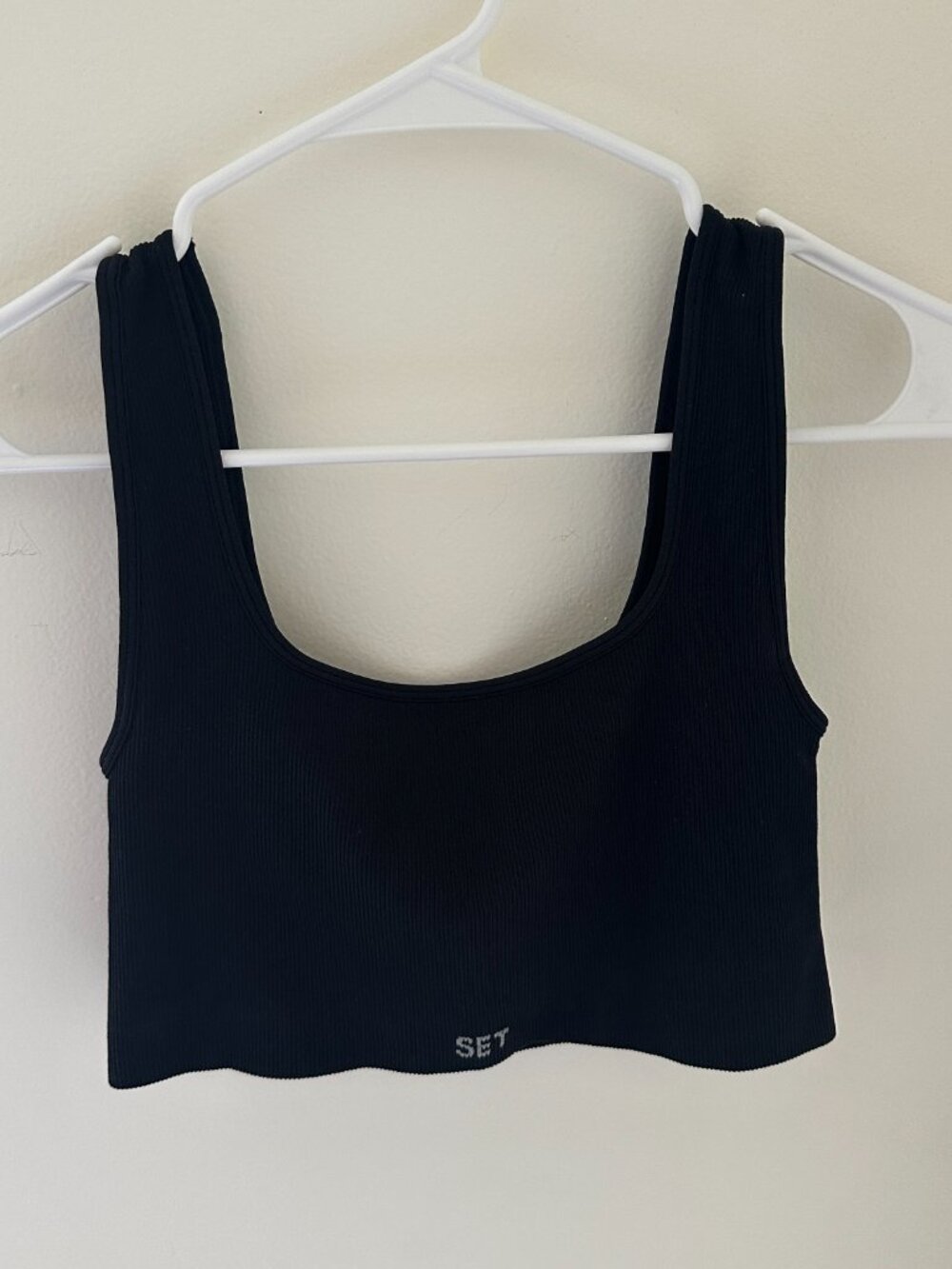 Set Active Black Cropped Tank Top Sport Bra - Size XL